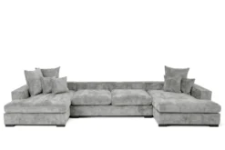 Designer Sofa Selena U mit Schlaffunktion in Strukturstoff