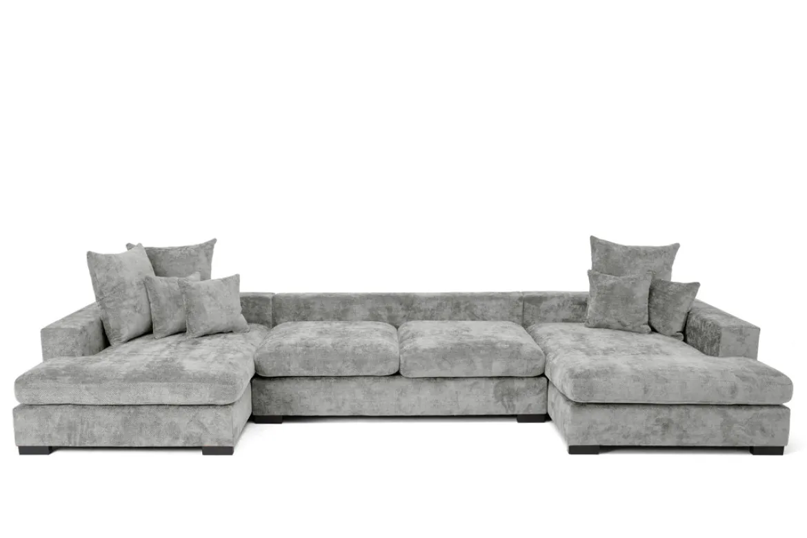 Designer Sofa Selena U mit Schlaffunktion in Strukturstoff