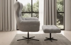 Designer Sofa-Sessel Aurelio inkl. Beistellhocker in Samt