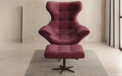 Designer Sofa-Sessel Aurelio inkl. Beistellhocker in Samt