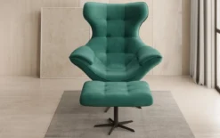 Designer Sofa-Sessel Aurelio inkl. Beistellhocker in Samt