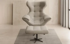 Designer Sofa-Sessel Aurelio inkl. Beistellhocker in Samt