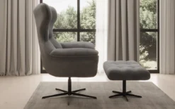 Designer Sofa-Sessel Aurelio inkl. Beistellhocker in Samt