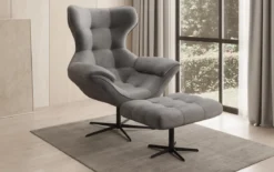 Designer Sofa-Sessel Aurelio inkl. Beistellhocker in Samt