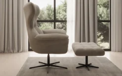 Designer Sofa-Sessel Aurelio inkl. Beistellhocker in Samt
