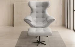 Designer Sofa-Sessel Aurelio inkl. Beistellhocker in Samt