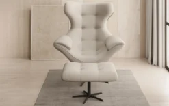 Designer Sofa-Sessel Aurelio inkl. Beistellhocker in Stoff