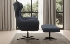 Designer Sofa-Sessel Aurelio inkl. Beistellhocker in Stoff