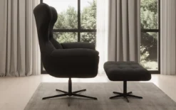 Designer Sofa-Sessel Aurelio inkl. Beistellhocker in Stoff