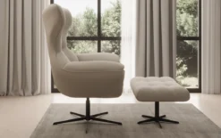 Designer Sofa-Sessel Aurelio inkl. Beistellhocker in Stoff