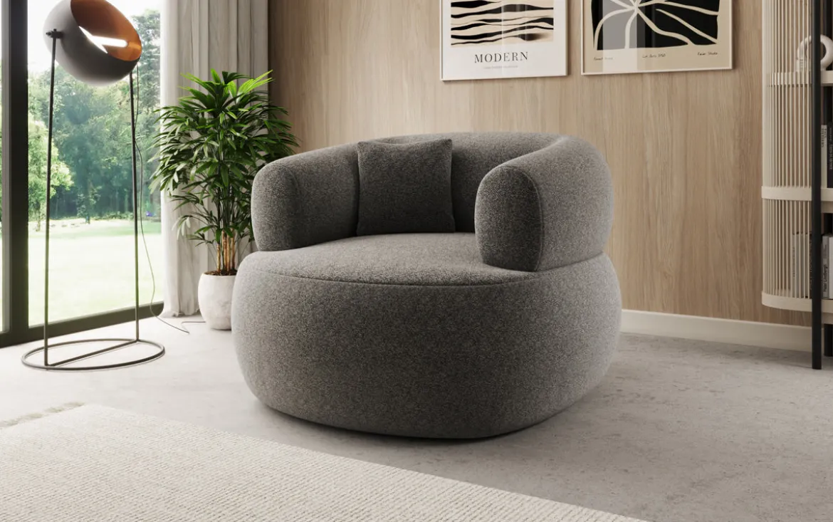 Designer Sofa-Sessel Bao in Strukturstoff - 360°-Drehfunktion