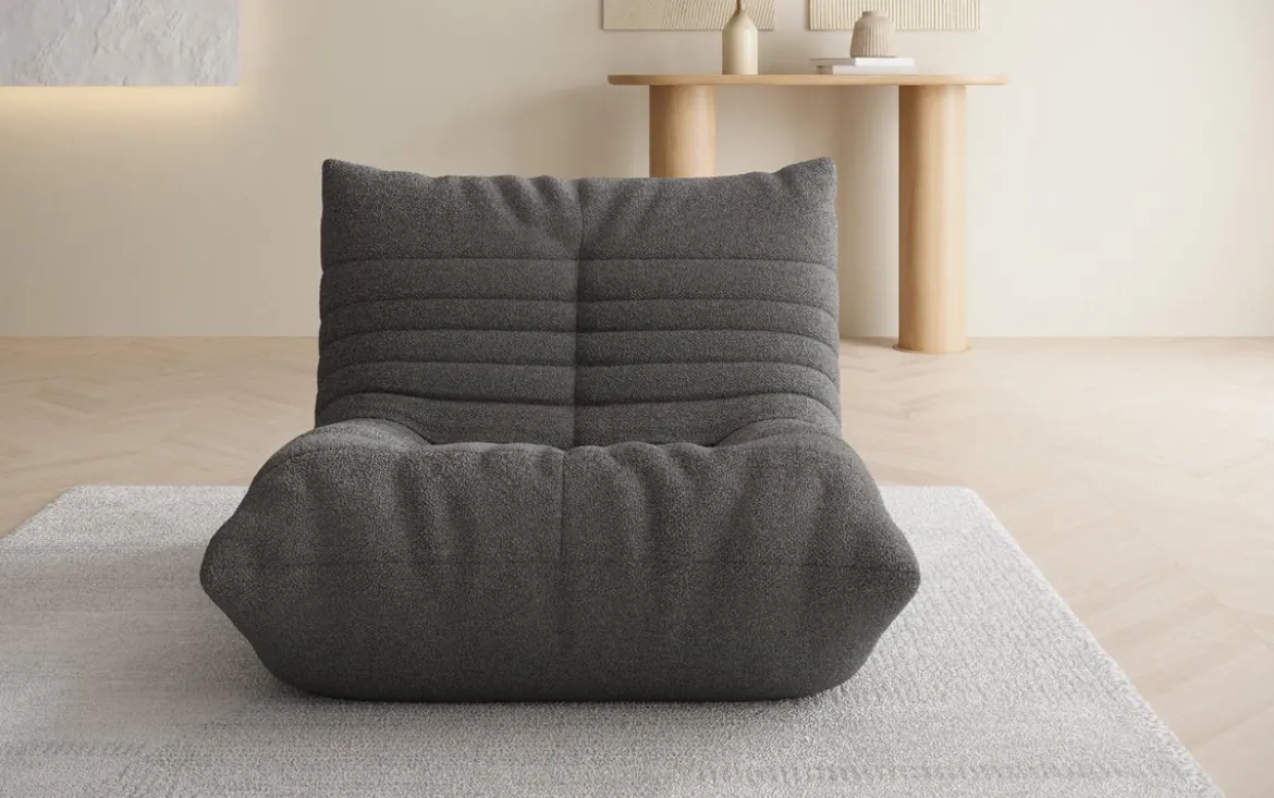 Designer Sofa-Sessel Calmo in Teddy Bouclé