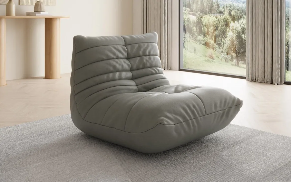 Designer Sofa-Sessel Calmo in Echtleder