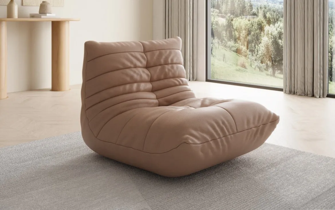 Designer Sofa-Sessel Calmo in Echtleder