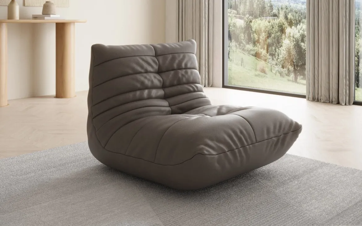 Designer Sofa-Sessel Calmo in Echtleder