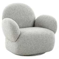 Designer Sofa-Sessel Fermo mit Drehfunktion in Grau Bouclé