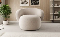 Designer Sofa-Sessel Kai in Strukturstoff - 360°-Drehfunktion