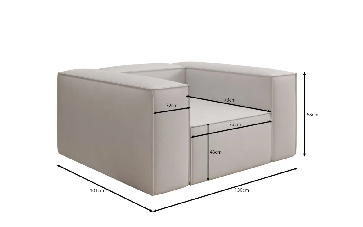 Designer Sofa-Sessel Lesley in Echtleder