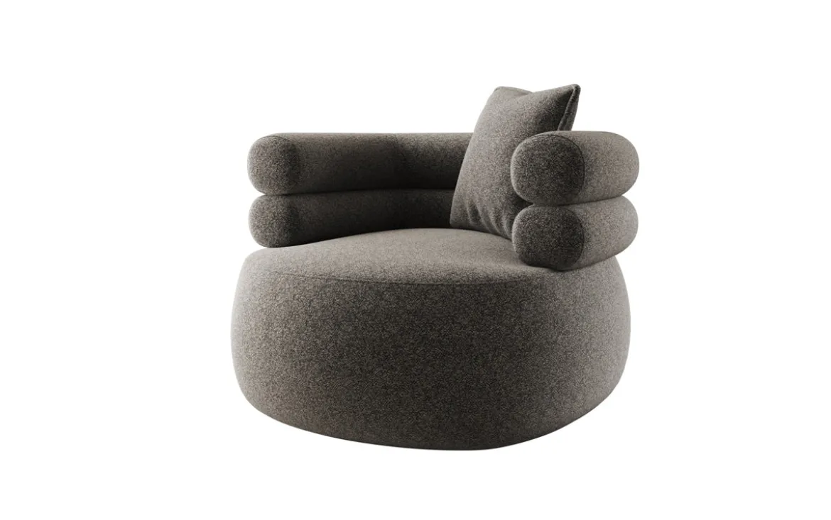Designer Sofa-Sessel Lio in Strukturstoff - 360°-Drehfunktion
