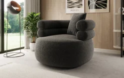 Designer Sofa-Sessel Lio in Strukturstoff - 360°-Drehfunktion