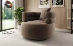 Designer Sofa-Sessel Lio in Strukturstoff - 360°-Drehfunktion