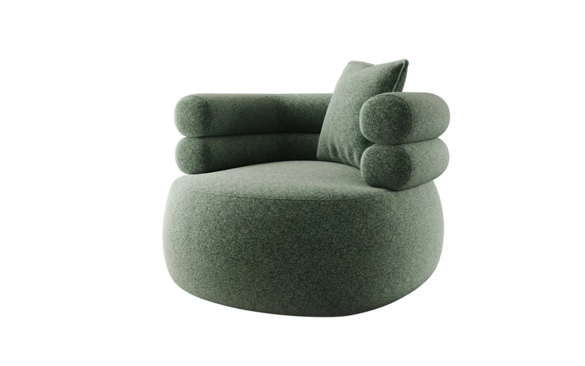 Designer Sofa-Sessel Lio in Strukturstoff - 360°-Drehfunktion