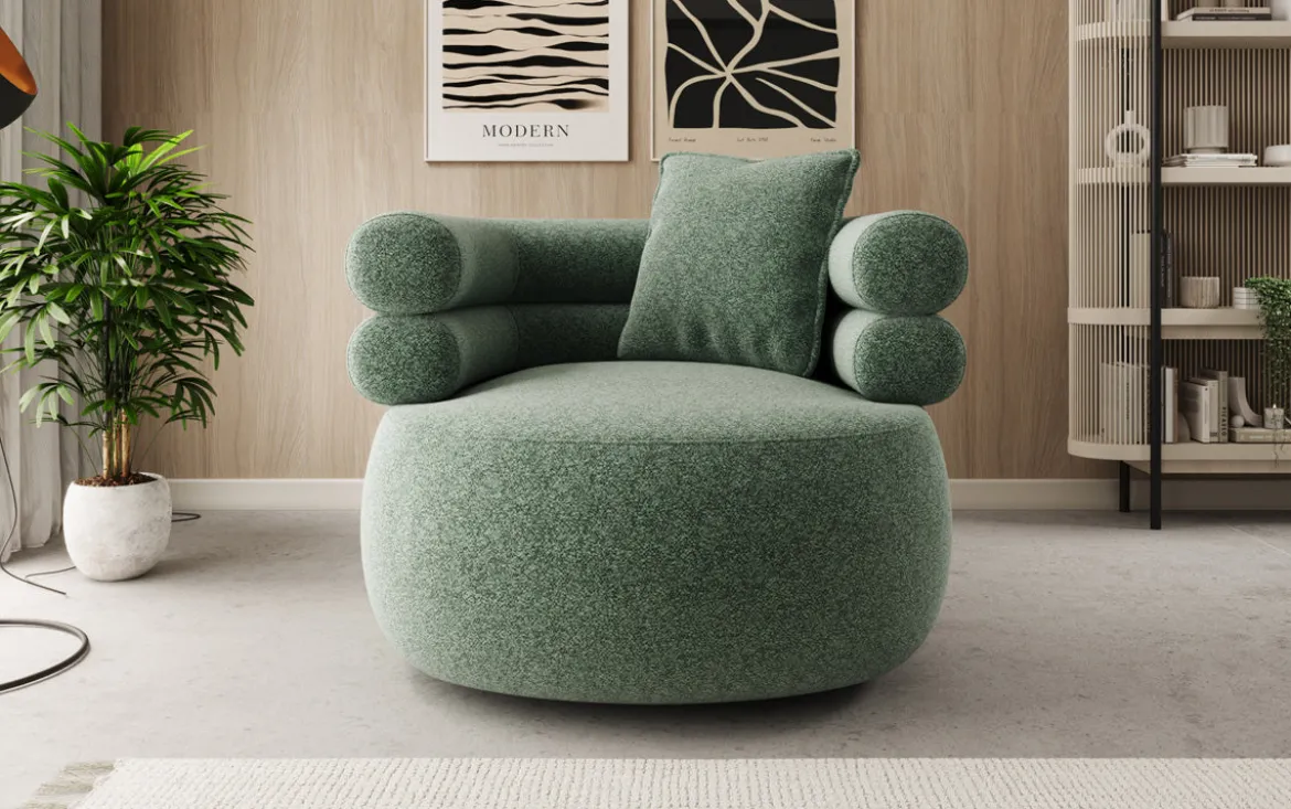 Designer Sofa-Sessel Lio in Strukturstoff - 360°-Drehfunktion