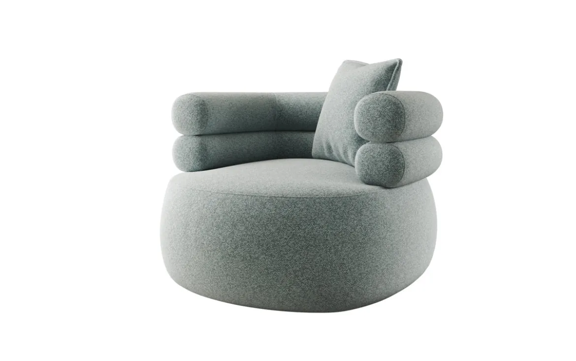 Designer Sofa-Sessel Lio in Strukturstoff - 360°-Drehfunktion