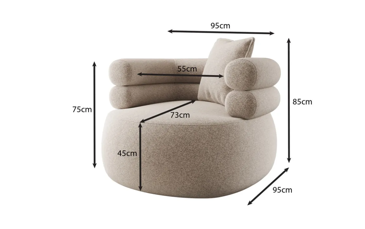 Designer Sofa-Sessel Lio in Strukturstoff - 360°-Drehfunktion