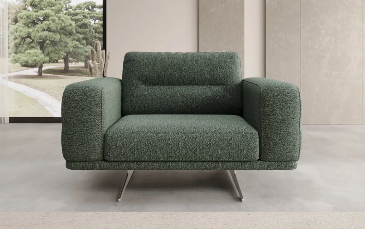 Designer Sofa-Sessel Torino mit Armlehnen in Bouclé