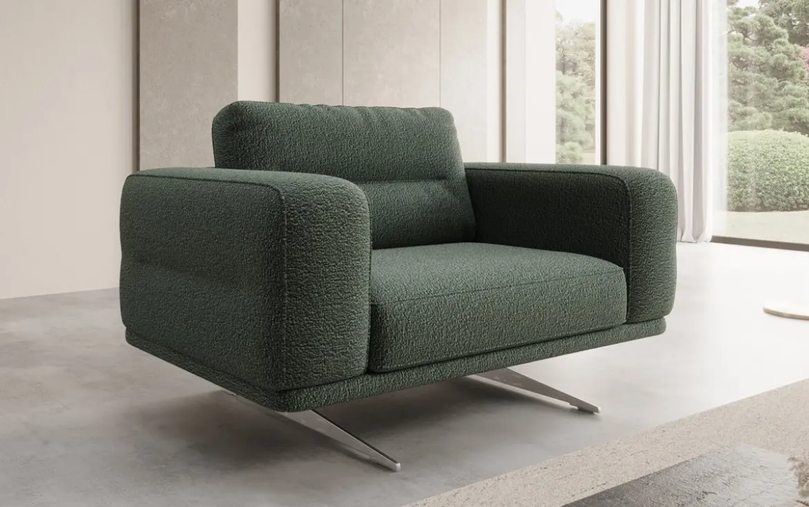 Designer Sofa-Sessel Torino mit Armlehnen in Bouclé