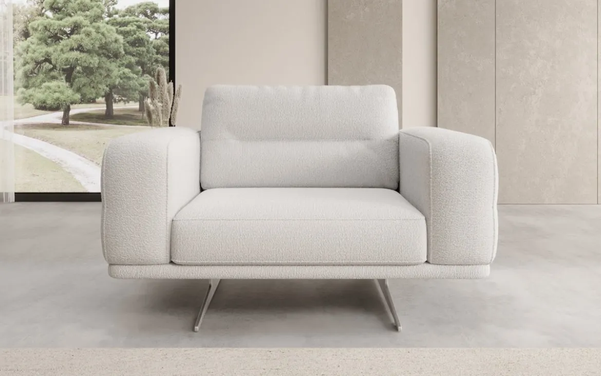 Designer Sofa-Sessel Torino mit Armlehnen in Bouclé