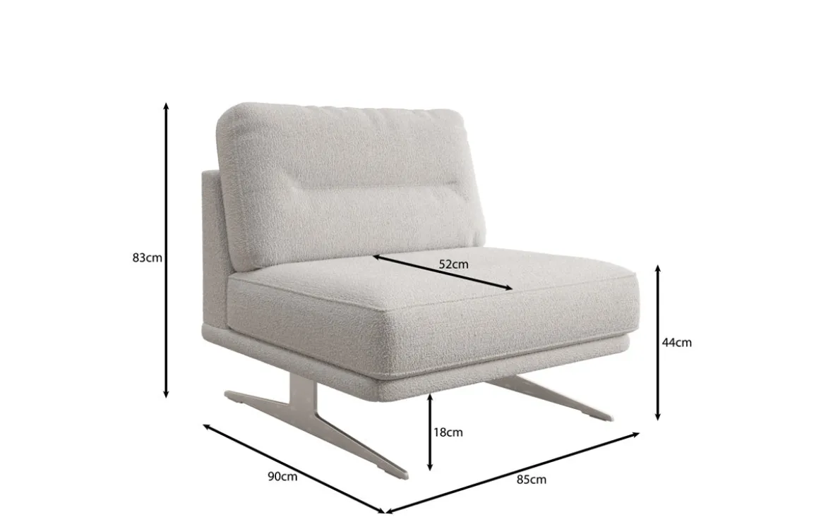 Designer Sofa-Sessel Torino ohne Armlehnen in Bouclé