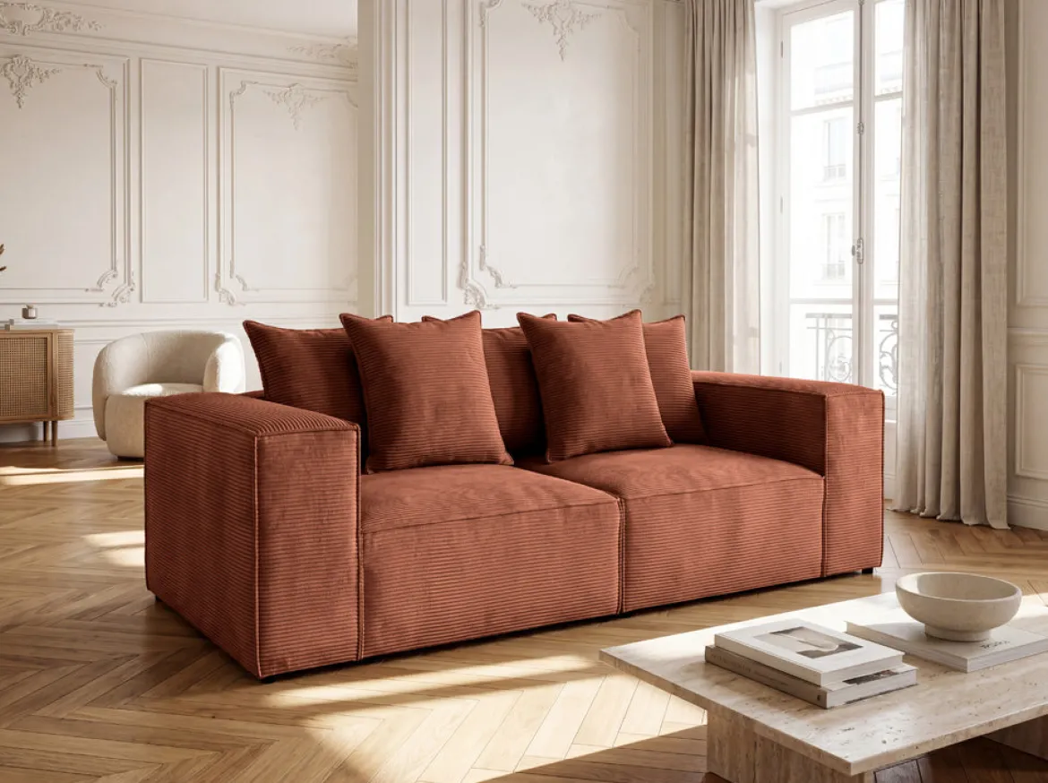 Designer Sofa 3 Sitzer Largo in Cord