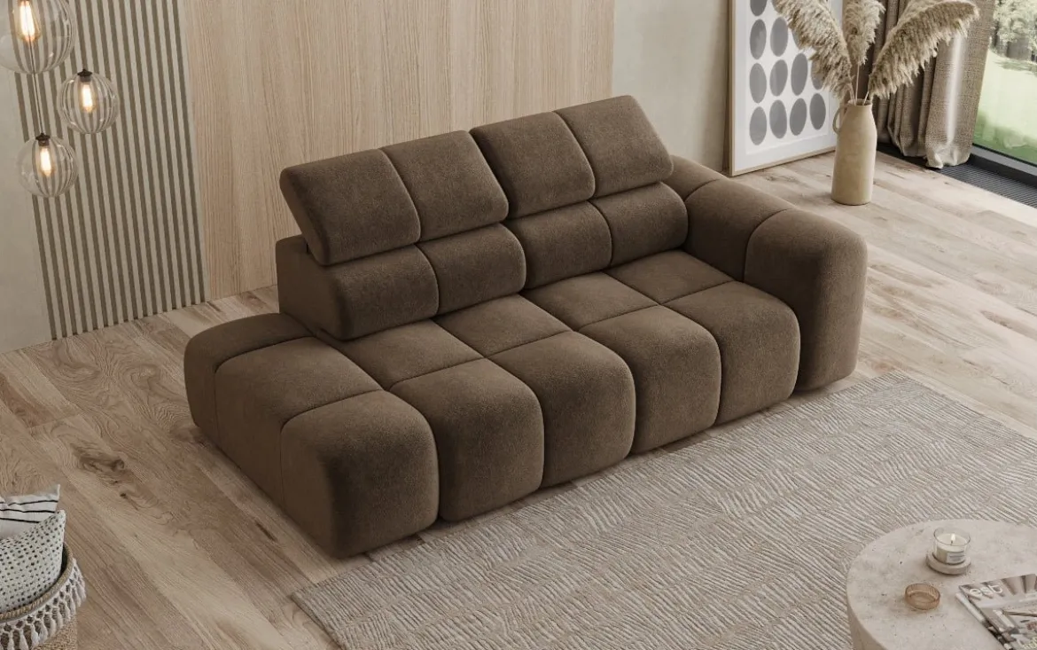 Designer Sofa 3-Sitzer mit Chaise Longue Mia in Chenille