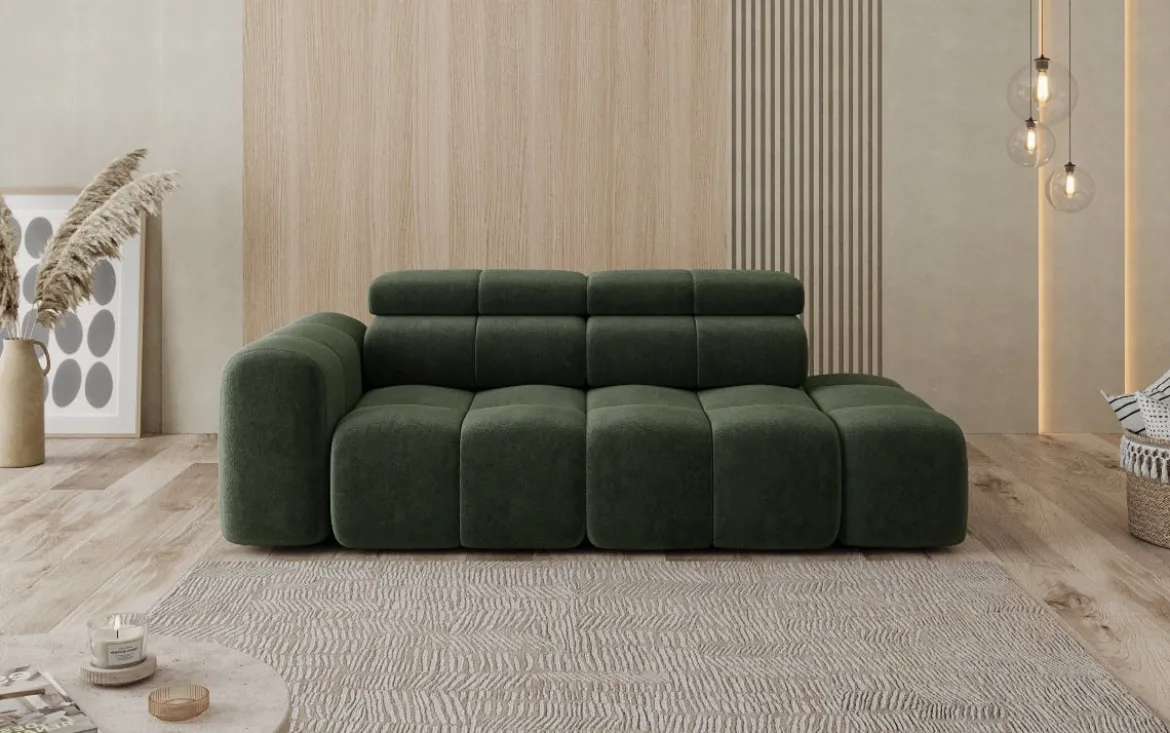 Designer Sofa 3-Sitzer mit Chaise Longue Mia in Chenille