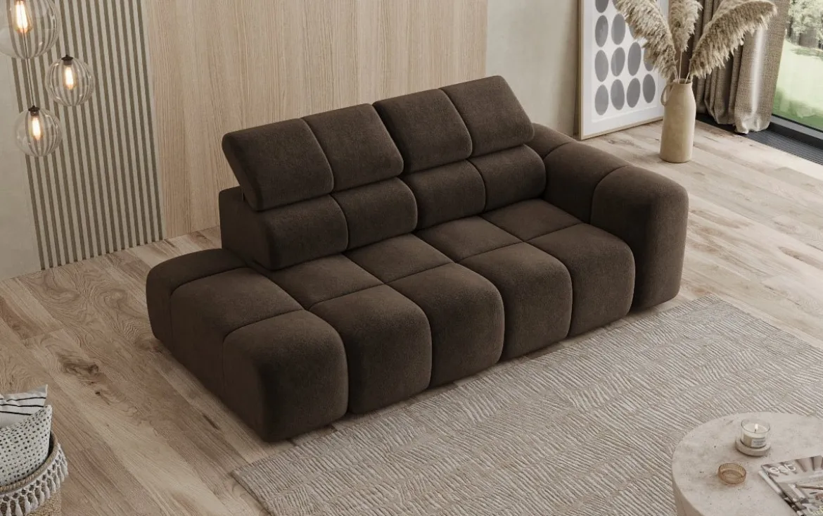 Designer Sofa 3-Sitzer mit Chaise Longue Mia in Chenille