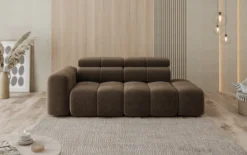 Designer Sofa 3-Sitzer mit Chaise Longue Mia in Chenille