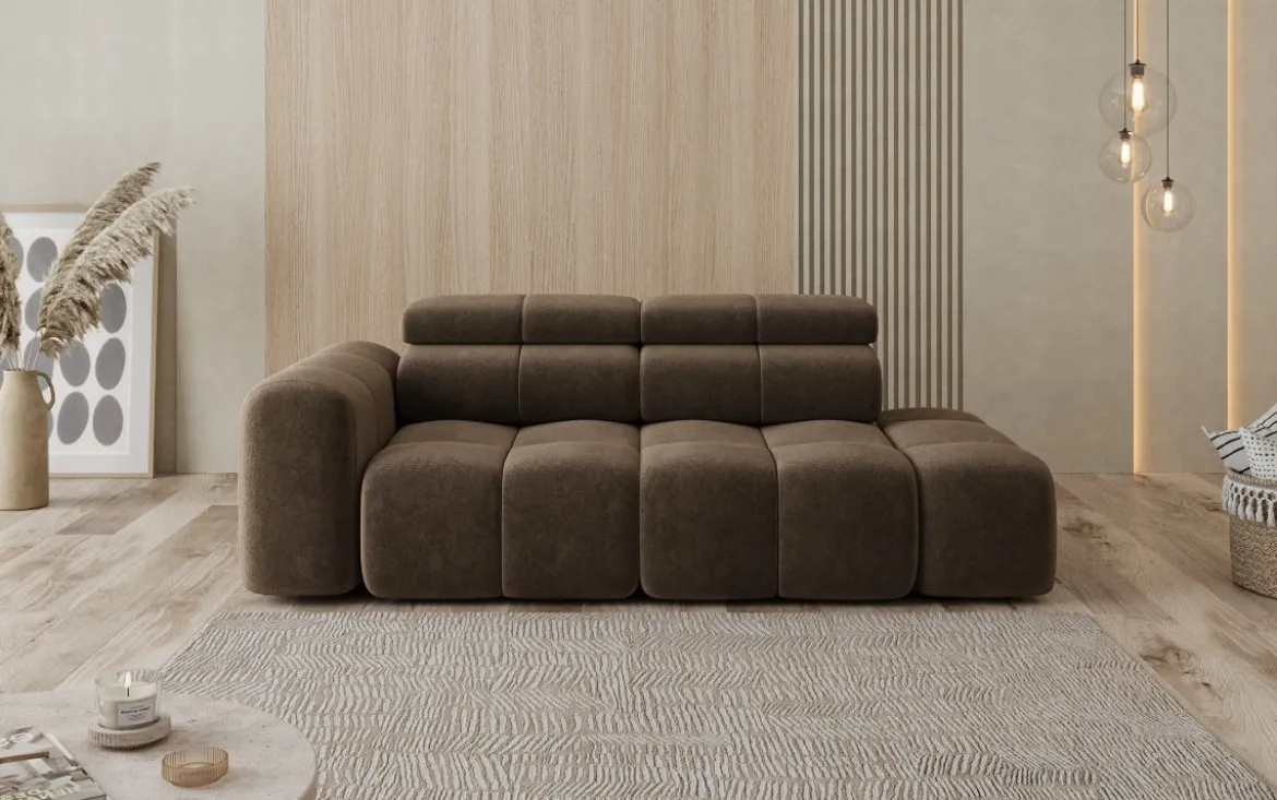 Designer Sofa 3-Sitzer mit Chaise Longue Mia in Chenille