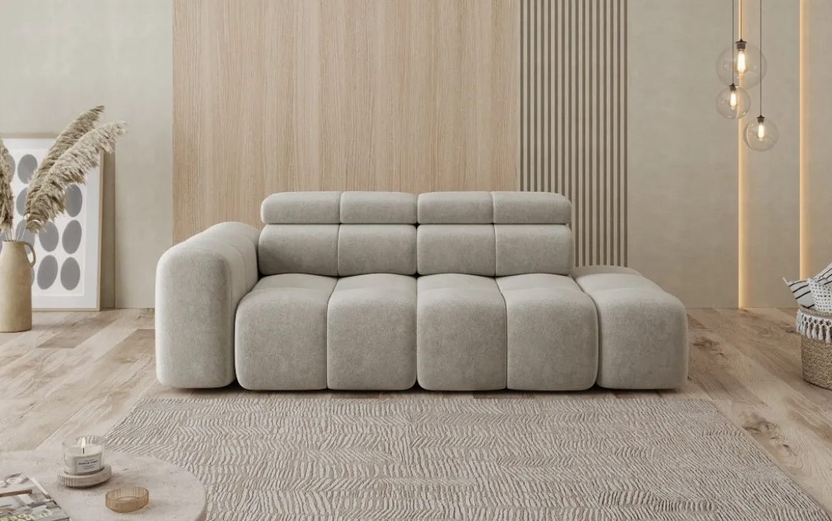 Designer Sofa 3-Sitzer mit Chaise Longue Mia in Chenille