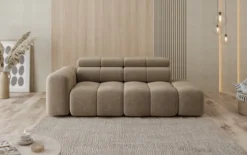 Designer Sofa 3-Sitzer mit Chaise Longue Mia in Chenille