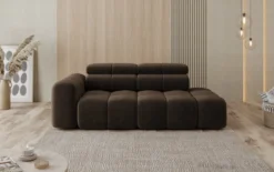 Designer Sofa 3-Sitzer mit Chaise Longue Mia in Chenille