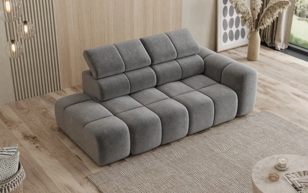 Designer Sofa 3-Sitzer mit Chaise Longue Mia in Chenille
