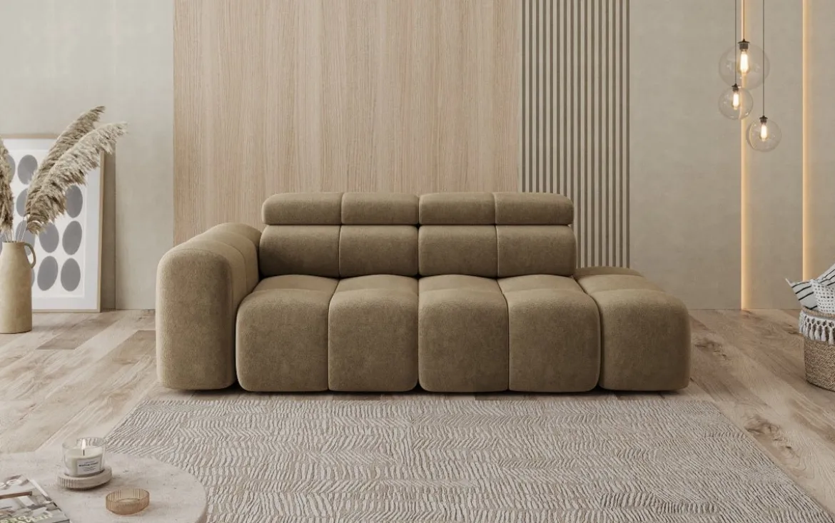 Designer Sofa 3-Sitzer mit Chaise Longue Mia in Chenille