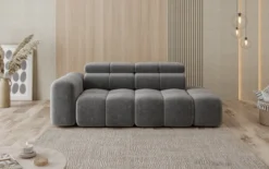 Designer Sofa 3-Sitzer mit Chaise Longue Mia in Chenille