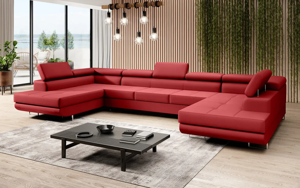 Designer Sofa Taormina mit Schlaf- und Klappfunktion in Kunstleder