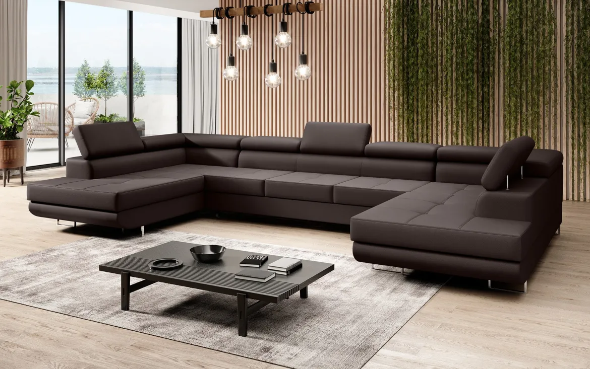 Designer Sofa Taormina mit Schlaf- und Klappfunktion in Kunstleder