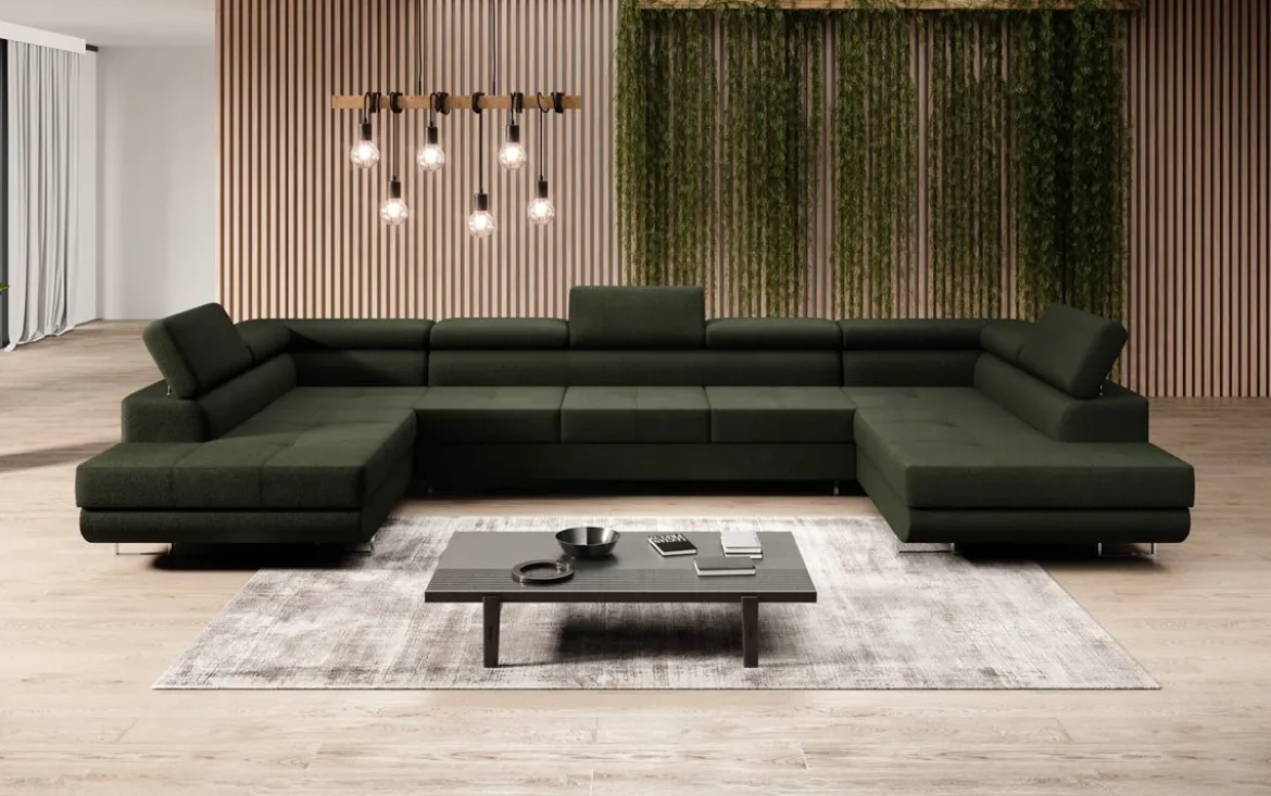 Designer Sofa Taormina mit Schlaf- und Klappfunktion in Bouclé