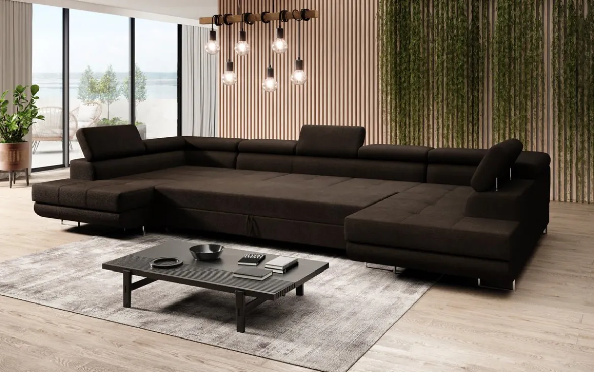 Designer Sofa Taormina mit Schlaf- und Klappfunktion in Bouclé