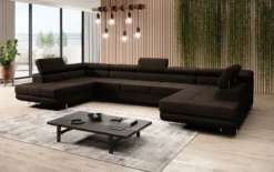 Designer Sofa Taormina mit Schlaf- und Klappfunktion in Bouclé
